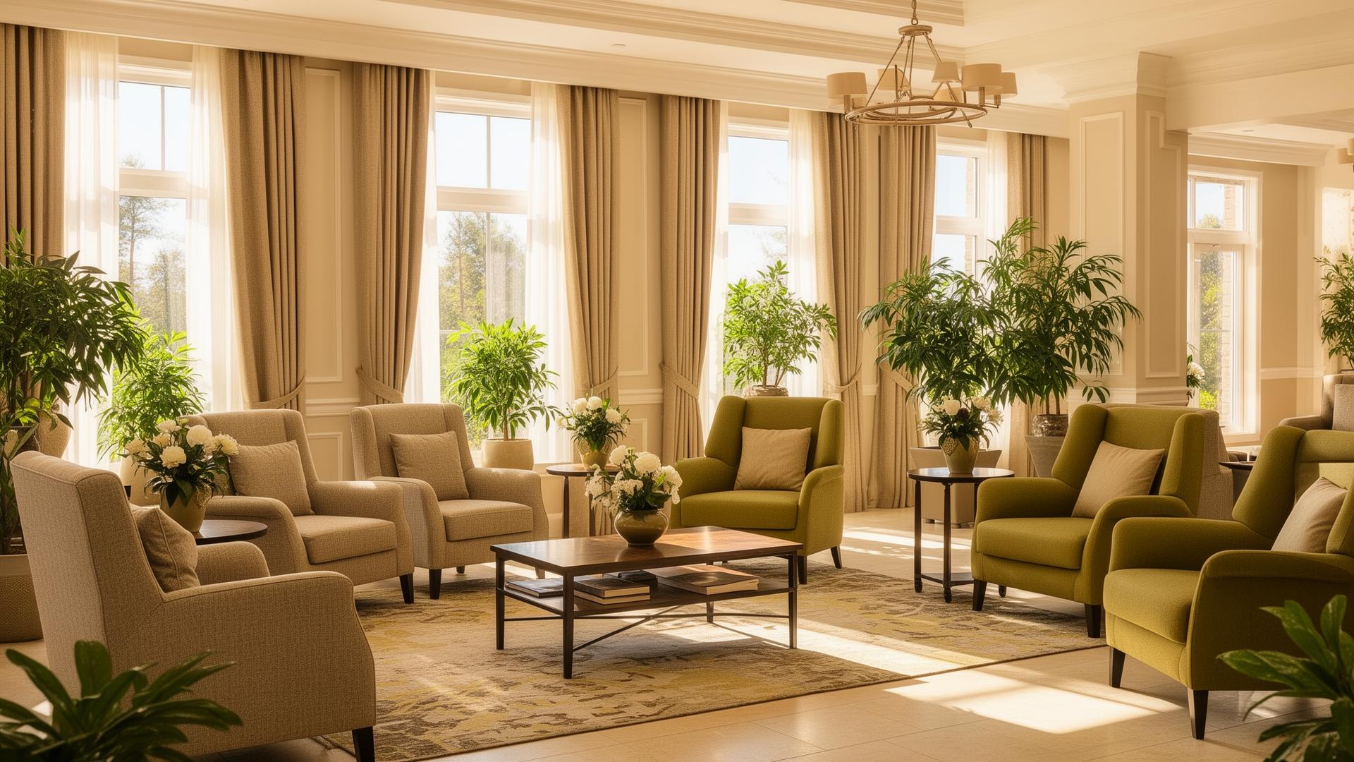 Salão amplo e elegante do residencial